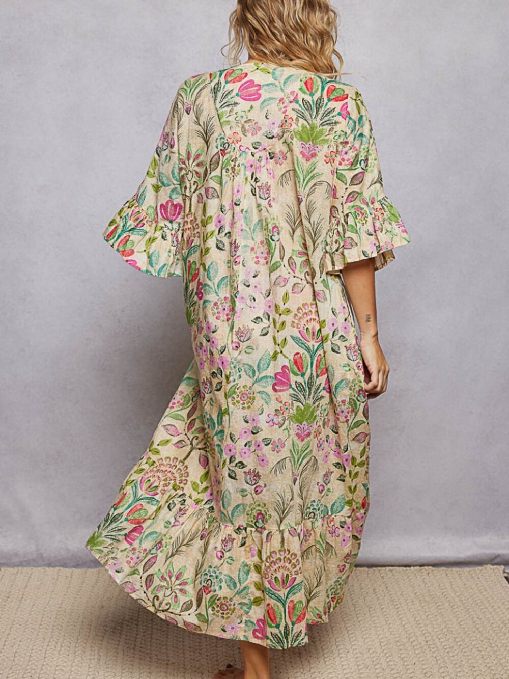 POL Beaded Neckline Kaftan Dress - Picture 3 of 6